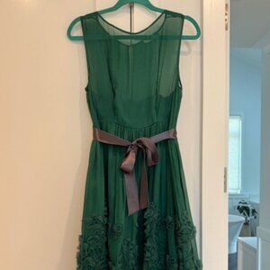 Tiny (Anthropologie) Green Applique Dress